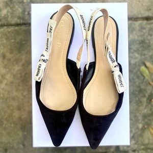 Dior Slingback Ballerina Flats Velvet & Grosgrain Ribbon 1cm *worn only once*